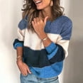 thumbnail image 3 of Casual Pullover Sweater for Women Striped Sweater Long Sleeve Color Block Sweater Jumper, 3 of 4