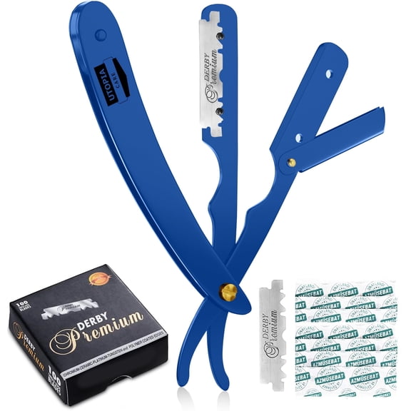 Utopia Care Professional Straight Razor for Men, Barber Straight Edge Razor Safety with 100 Pack Blades, Red