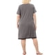 thumbnail image 2 of Camisones de Talla Grande para Mujeres Agnes Orinda con Lunares, Cuello en V, Mangas Cortas, Midi, Camisón 1X Gris Oscuro, 2 of 8