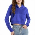 thumbnail image 2 of Sudadera con capucha corta con cremallera y manga larga para niñas, informal, con bolsillos, para niñas de 4 a 12 años, 2 of 8