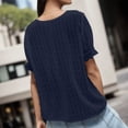 thumbnail image 4 of DuoJiaJ Women's Elegant Lace V Neck Short Sleeve Solid Tops Shirt Blouse Blue M, 4 of 4