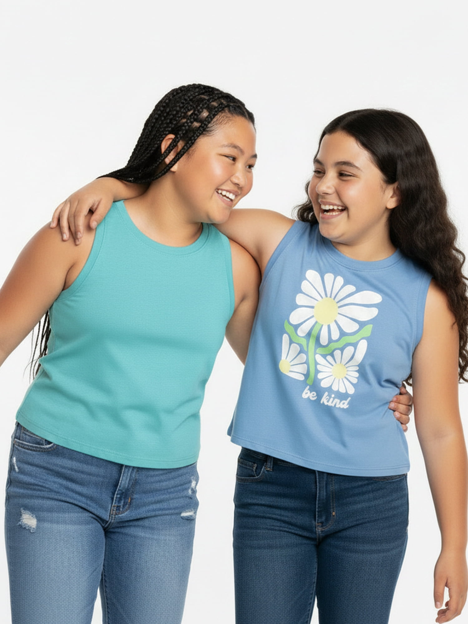 Wonder Nation Girls Be Kind Graphic Tank Top, 2-Pack, Sizes 4-16 Plus