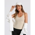 thumbnail image 5 of Unique Bargains Women's Ribbed Slim-Fit Camisoles Deep V Neck Comi Tank Tops L Beige, 5 of 6