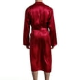 thumbnail image 4 of Defitshape Men's Satin Kimono Robe Knee Length Lightweight SPA Summer Lounge Long Sleeve Silky Bath Robe Soft Bathrobe with Pocket Silk Red XX-Large, 4 of 4
