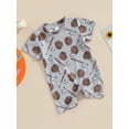 thumbnail image 3 of Suealasg Newborn Baby Boys Jumpsuit Short Sleeve Round Neck Baseball Print Romper Shorts Infant Boys Summer Clothes, 3 of 9