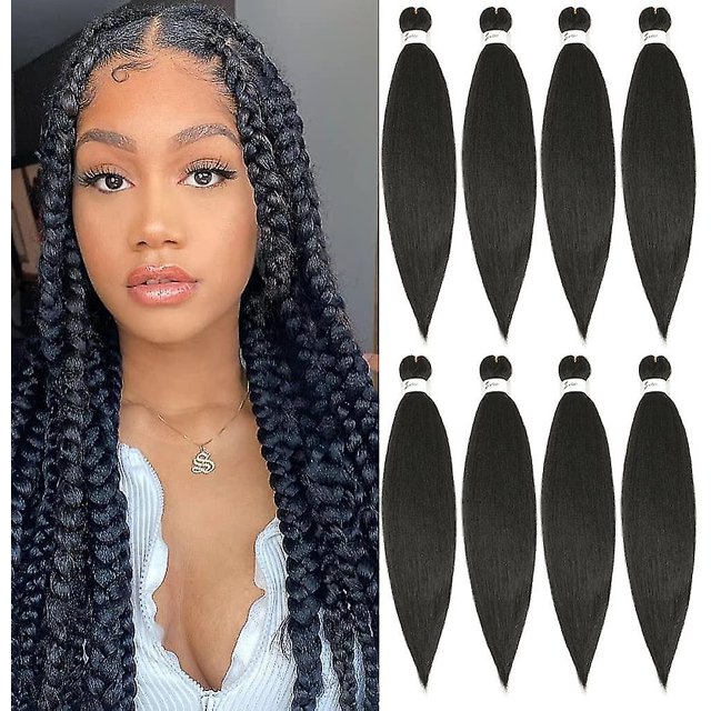 Cabello para trenza, 8 unidades por paquete, cabello natural de varios colores, 60 cm de largo, extensión de cabello negro, cabello natural para trenza, cabello preestirado para trenza