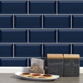 thumbnail image 3 of 27 Piezas Rectángulos Adhesivos Decorativos para Azulejos Adhesivos para Azulejos de Baño y Cocina, Impermeable Patrón de Ladrillo Decoración Adhesiva 3D (Azul Marino, 20 x 10 cm) Rojo Verde, 3 of 5