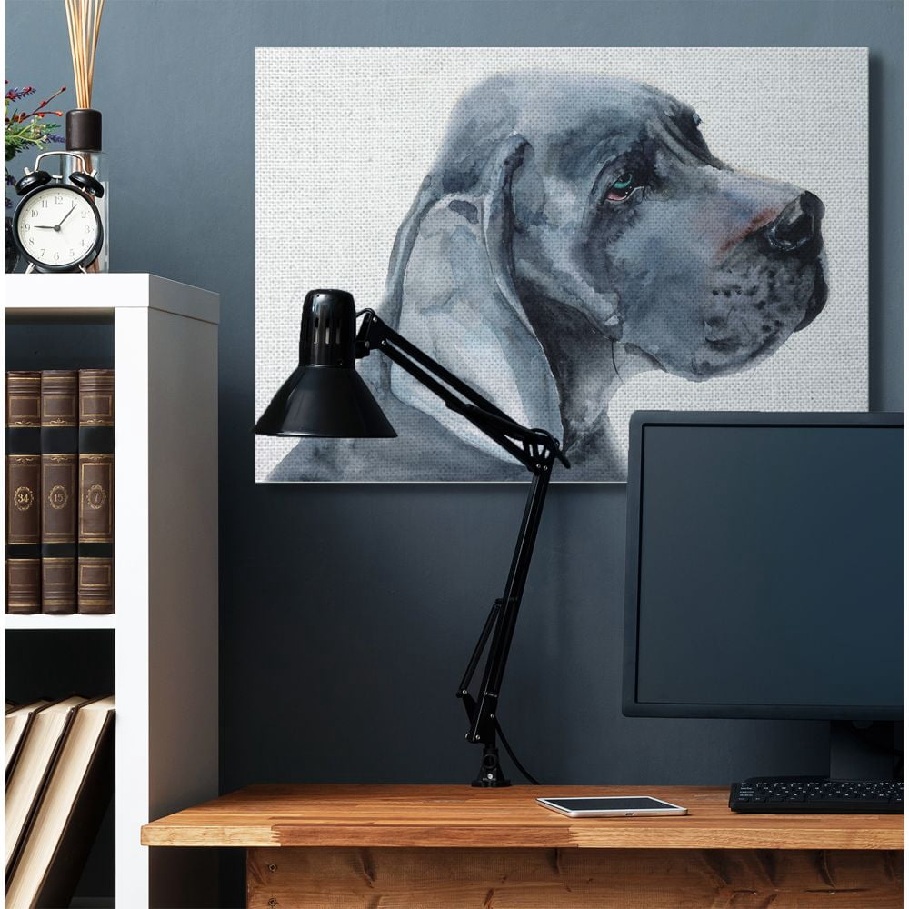 Stupell Industries Great Dane Dog Pet Animal Grey Watercolor Painting Super Canvas Wall Art by George Dyachenko