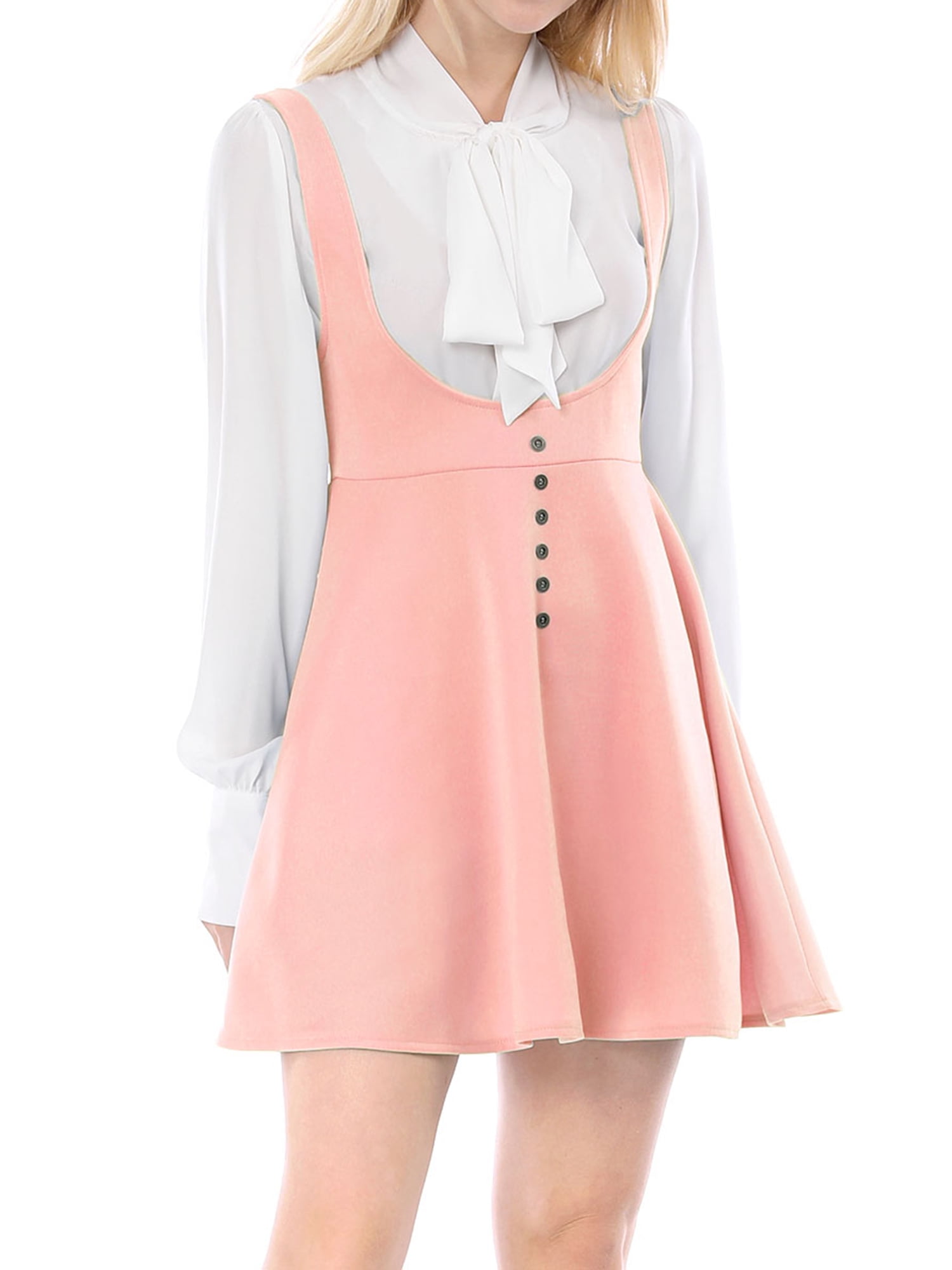 DARING DIVA Women's Above Knee Hem Suspender Skirt Dress XL Pink