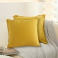 thumbnail image 4 of Tahtuvzn Count 2pcs 17x17" Cotton Linen Fringed Throw P-illow Covers,Sofa Bed Living Room Home Decor, Decorative Pillowcase with Tassel Boho, Gifts for Yourself, Yellow, 4 of 6