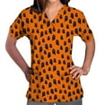 thumbnail image 2 of Shldybc Scrubs for Women Halloween Tops Skeleton Pumpkin Tops Blouse Ghost Print Uniforms & Scrubs for Women Nurse Stretchy Workwear Holiday Casual Tees Blouse Scrubs Tops with Pockets-Black, 2 of 5
