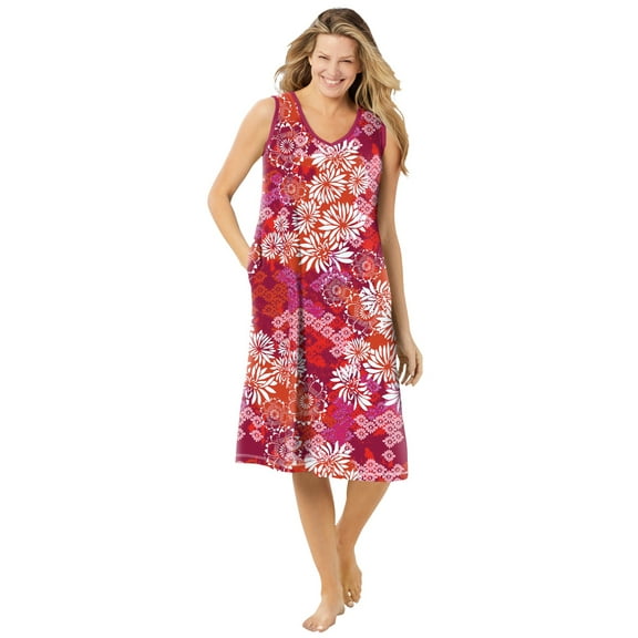 Dreams & Co. Plus Size Trapeze V-Neck Short Lounger