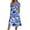 A Blue, variant on Womens Summer Dresses V Neck Short Sleeve Floral Print Midi Dress with Pockets Flowy Swing Vacation Casual Sundress S-2XL