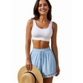 thumbnail image 4 of Women'S Shorts Summer Casual Loose Elastic Waist Drawstring Lace Boho Beach Cover Up Shorts Blue L, 4 of 9