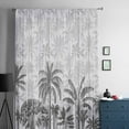 thumbnail image 5 of Palm Trees Semi Sheer Curtains Drapes for Living Room, Bedroom, French Doors Window 72 Inches Long, Black Grey Tropical Plants Summer Forest Rod Pocket Chiffon Curtain Drapery Voile Draperies Panel, 5 of 6