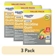 (3 pack) Equate Nicotine Gum 4 mg, Stop Smoking Aid, Fruit Flavor, 160 Count