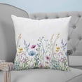 thumbnail image 4 of Pink Blue Floral 24x24 Pillow Covers Set of 2, Farmhouse Garden Flowers Botanical Throw Pillow Covers Decorative Couch Cushion Case, Microfiber Square Pillowcases for Bedroom Car Living Room, 4 of 7