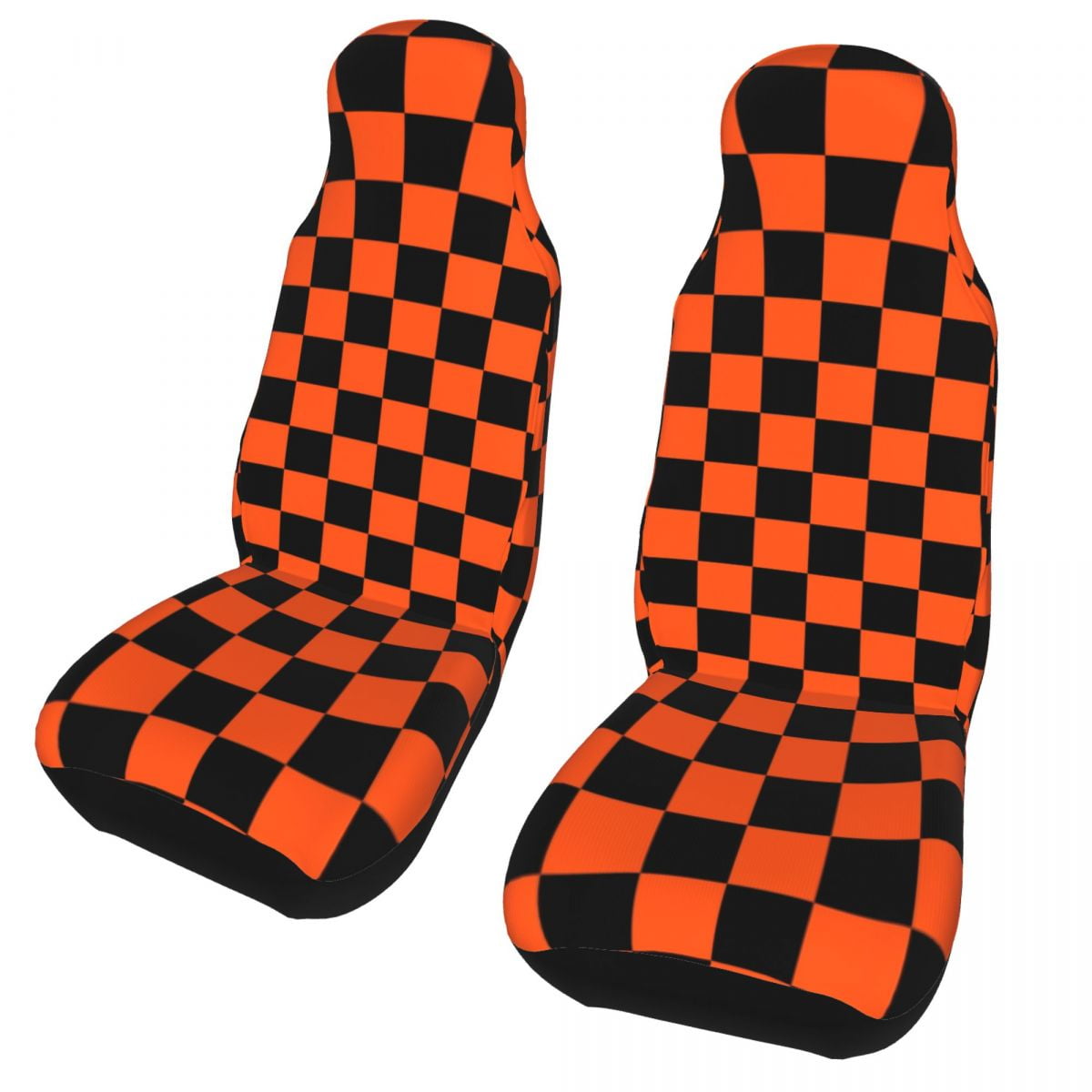 Black And Green Checkerboard Pattern Front Auto Seat Cover Print Tartan Geometric Car Seat