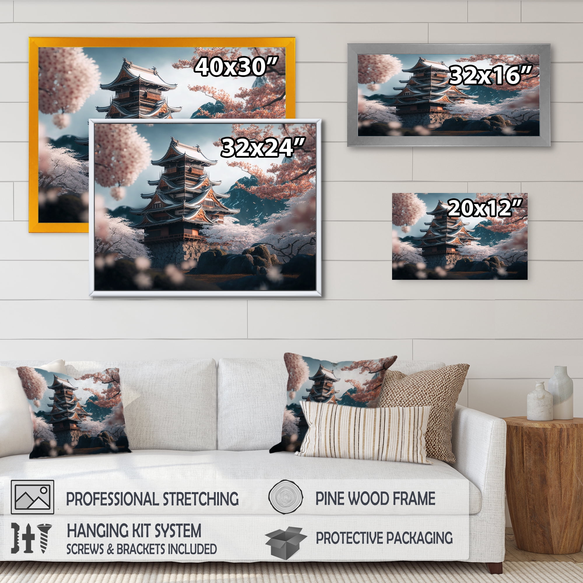 Designart Cherry Blossums In The City IV Canvas Wall Art
