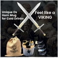 thumbnail image 4 of NAQSH Viking Culture Drinking Horn Cup 4 Set -2-3oz - Horn Mugs With Stand, Handmade Cool & Unique Ox Norse for Hot & Cold Drinks Gift for Men and Women (Polished 4 Small Horns), 4 of 5