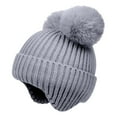 thumbnail image 7 of HAiming Baby Newborn Girls Winter Knit Hat Double Pom Pom Solid Color Cute Cozy Cuffed Cap for Cold Weather, 7 of 7