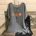 thumbnail image 2 of QATAINLAV T-Shirts à Manches Courtes pour Femmes en Coton et Lin à Col Rond Mode Chemises à Imprimé Floral Blouse Décontractée Coupe Ample Hauts Légers d'Été de Plage Aujourd'hui Ventes Prime Gris m, 2 of 8