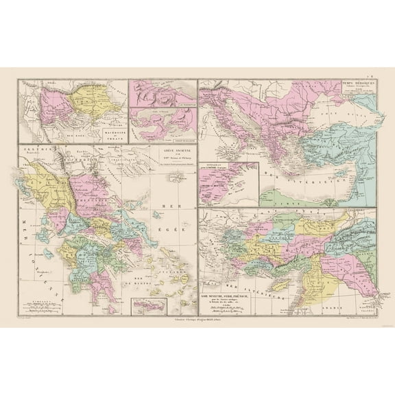 Historic Map - Europe Middle East - Drioux 1882 - Vintage Wall Art