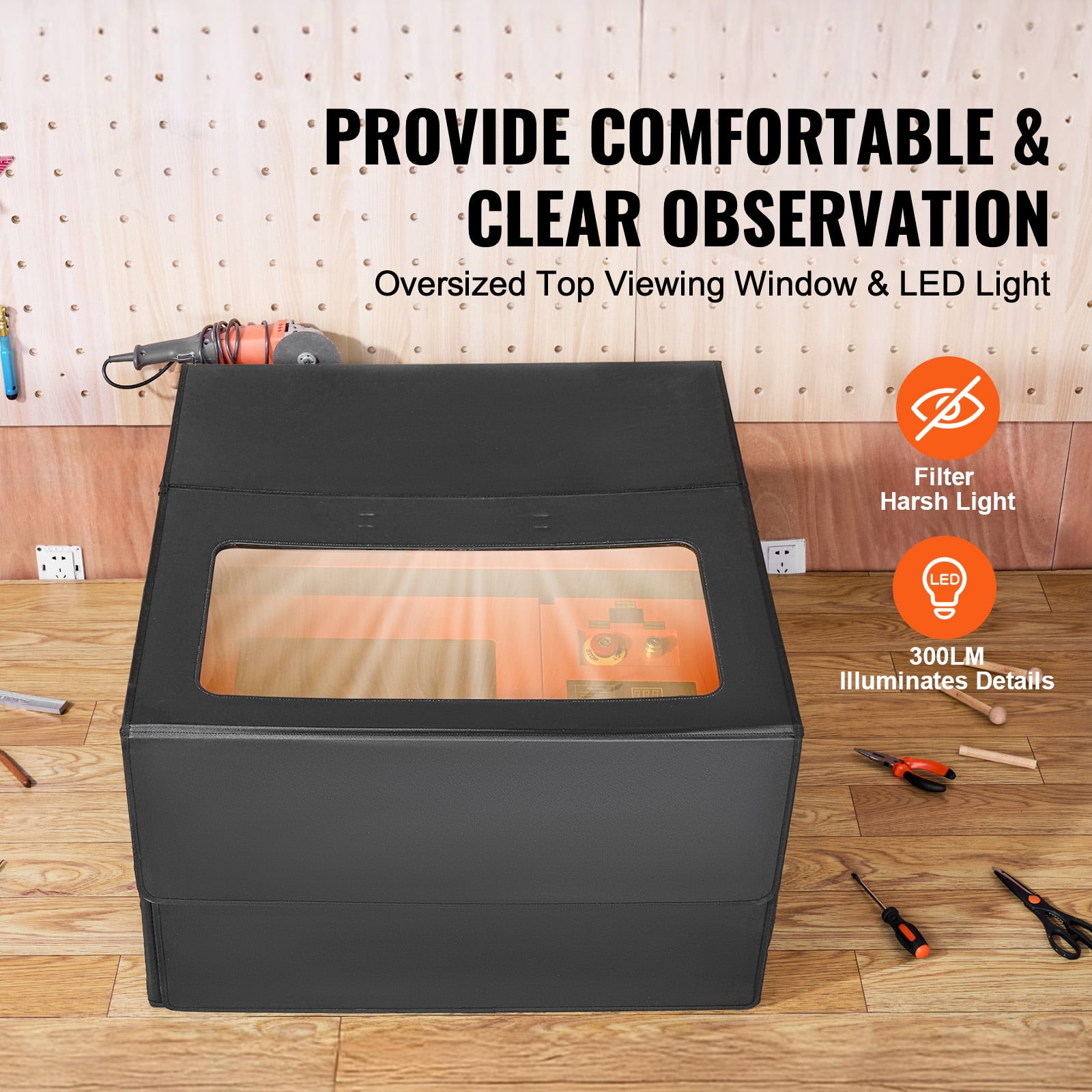 KFFKFF Laser Carving Machine Protective Housing, Dimensions 31.5 x 31.5 x 19.6", Fire Resistant and Flameproof Safety Shield, Equipped with Ventilation Fan and Tube, Shields Against Smoke