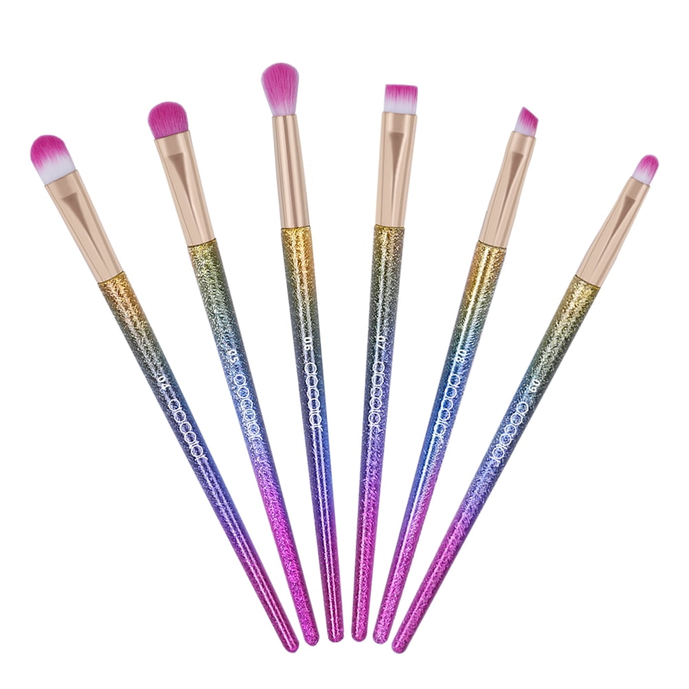 Docolor 6Pcs Eye Makeup Brushes Set Unicorn Eyeshadow Definer Conceal Eyebrow Lip Make Up Brush