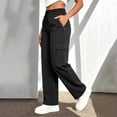 thumbnail image 5 of Women's High Waisted Cargo Pants Straight Leg Elastic Waist Multi Pocket Versatile Work Pants Solid Color Casual Sports Outdoor Hiking Streetwear Pants, 5 of 8