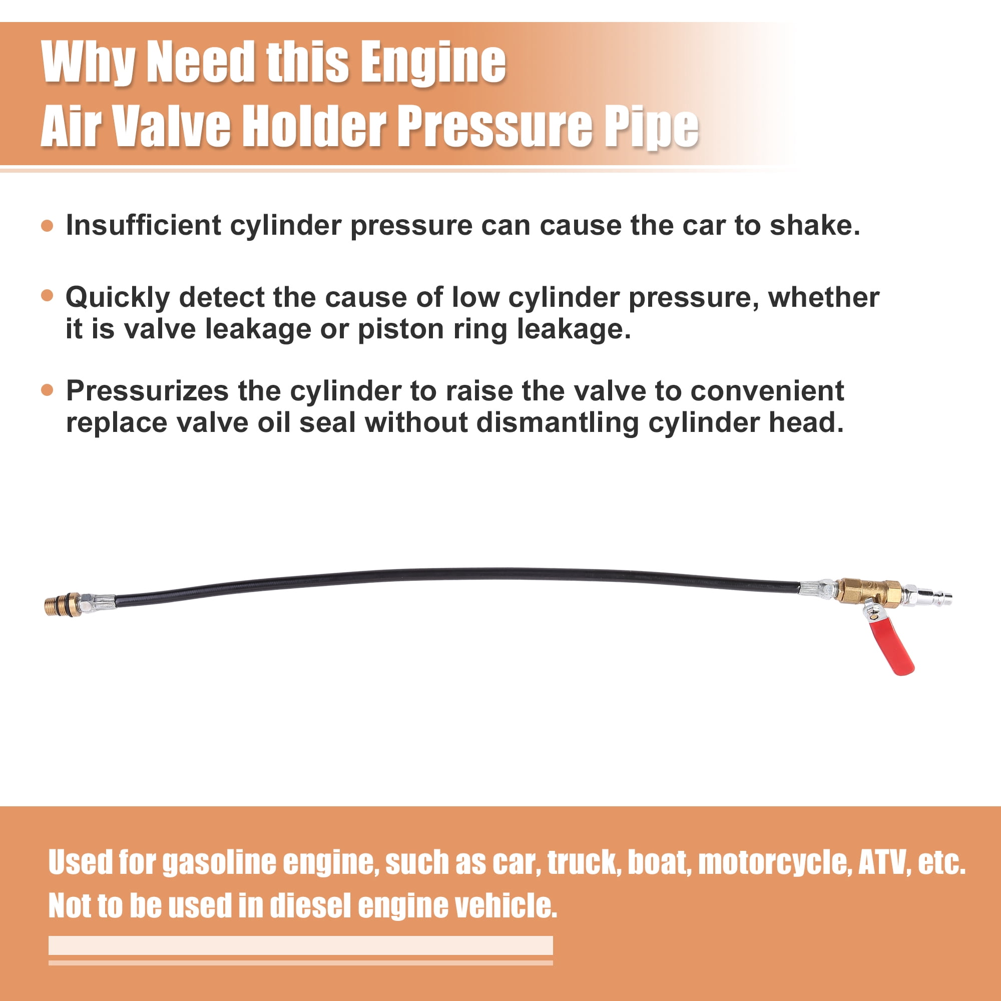 Unique Bargains Engine Air Valve Pressure Pipe for LS Engine Valve Spring Compressor