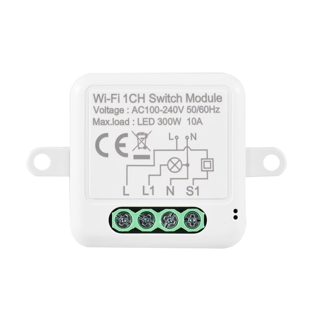 module de Commutation Wi-Fi 1 Ch, mini module Intelligent avec Commande Vocale, Contrôle par Application mobile, Fonction de Minuterie, compatible avec l'Assistant Google, Amazon Alexa, DEL 300 W, 10 A