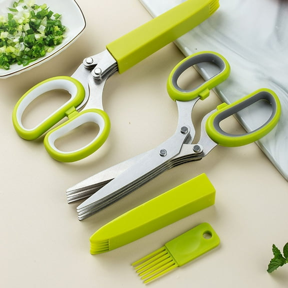 BCZHQQ Kitchen Chopped Green Scissors Multi-purpose Stainless Steel Five-layer Scissors Children's Supplementary Food Scissors Herb Vegetable Scissors,Summer Saving Clearance