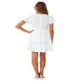 thumbnail image 4 of Mini-robe pour Femmes Manches Courtes V Cou Robe Décontractée Courte Coupe Ample Robe de Couleur Unie Sundresses Blanc L, 4 of 8