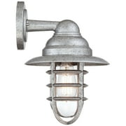 John Timberland Marlowe Industrial Outdoor Wall Light Fixture Galvanized Hooded Cage 13 Clear Glass for Post Exterior Barn Deck House Porch Yard Home