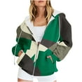 thumbnail image 1 of ICHUANYI Clearance Women's Casual Printed Zippered Long Sleeved Hooded Sweater Jacket Top(Green, XL) ICHUANYI WER2023081512149, 1 of 6