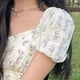 thumbnail image 2 of Vestido floral de manga corta,Vestido corto con estampado floral y mangas abullonadas para mujer Vestido floral con mangas abullonadas Uso conveniente, 2 of 11