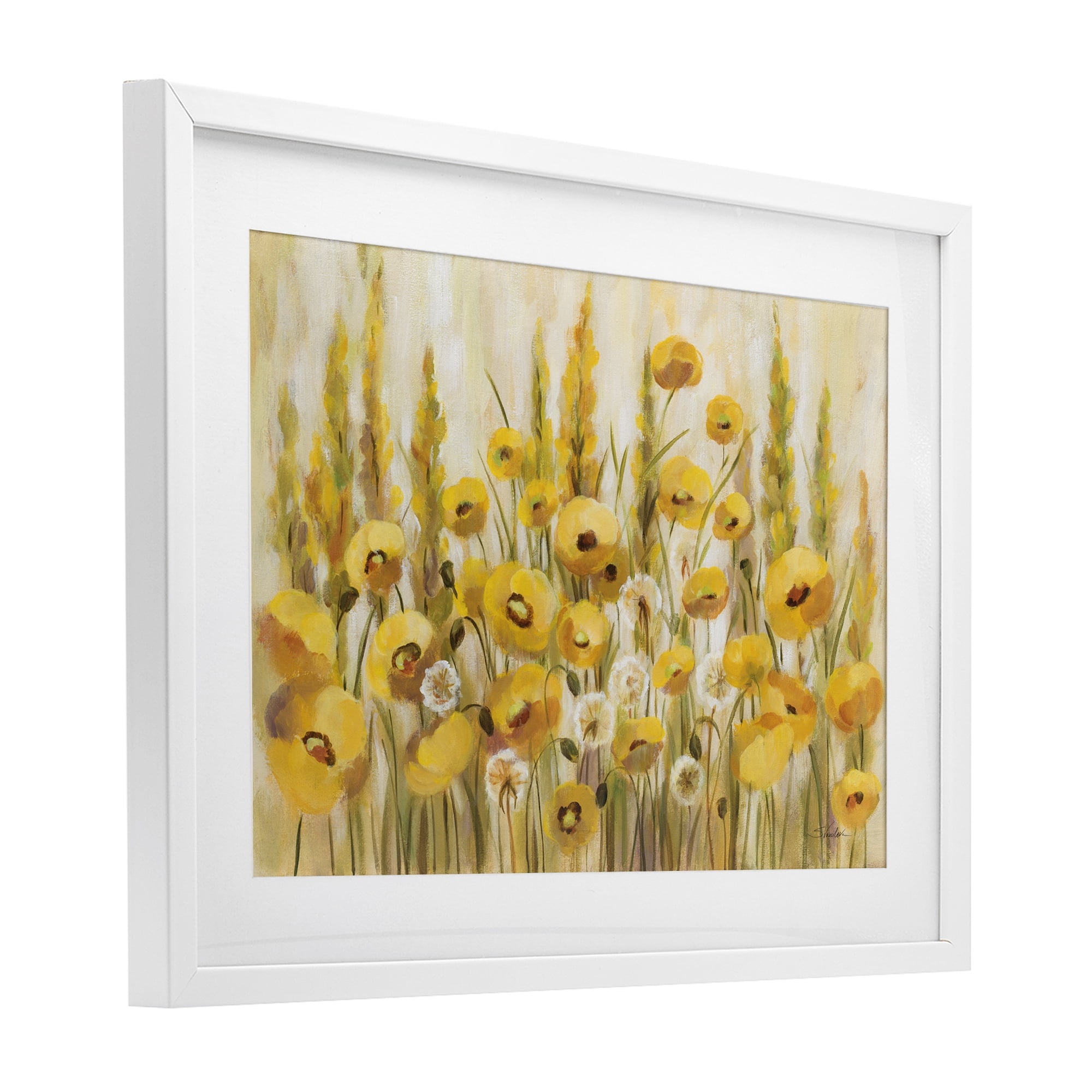 Stupell Industries Yellow Field of Poppies White Framed Print Under Glass, design by Silvia Vassileva