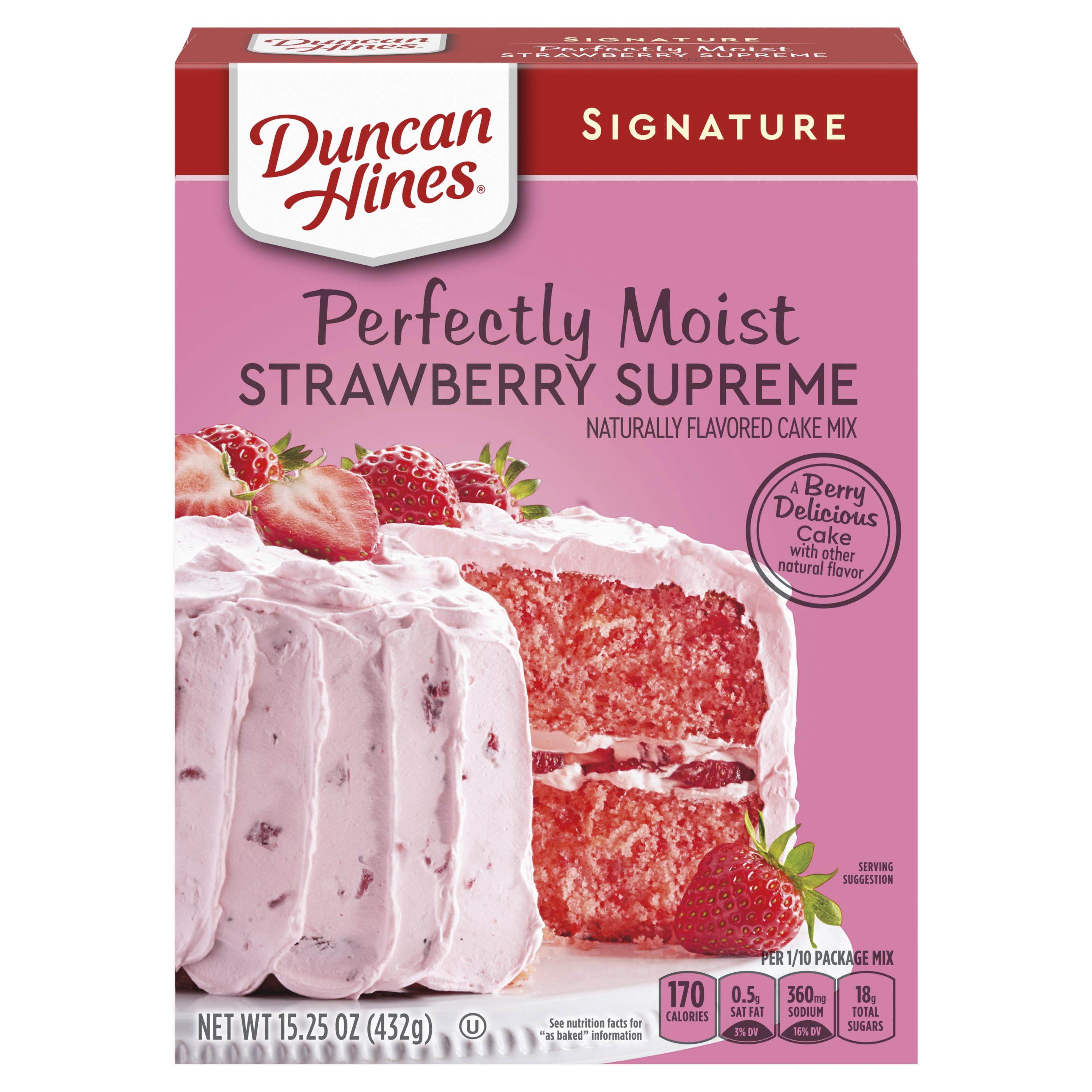 Duncan Hines Signature Perfectly Moist Strawberry Supreme Cake Mix, 15.25 oz