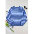 thumbnail image 5 of Women's Sky Blue Stripe Drop Shoulder Casual Sweater, 5 of 11