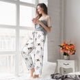 thumbnail image 4 of Uemuo Bbaseball Dog Pattern Women's Wide Leg Palazzo Lounge Pants with Pockets Light Weight Loose Comfy Casual Pajama Pants-Small, 4 of 9