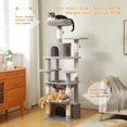 thumbnail image 2 of Pefilos 64" Modern Cat Tree Tower for Indoor Cats, Cat Condo with Sisal Scratching Post, Hammock and Top Perch, Gray, 2 of 8