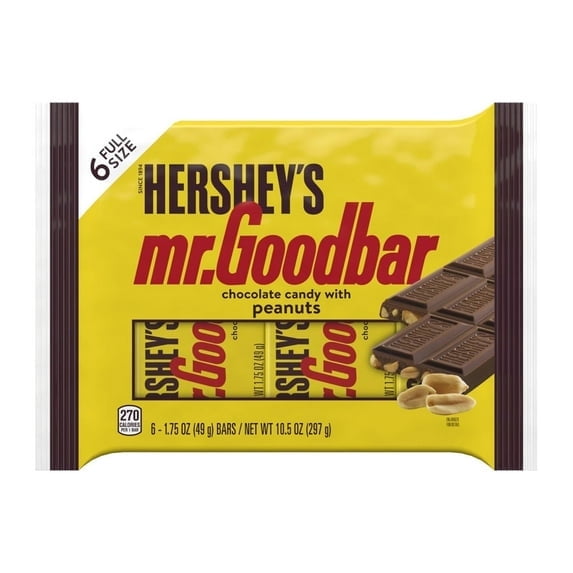 Hershey's Mr. Goodbar Milk Chocolate with Peanuts Candy, Bars 1.75 oz, 6 Count