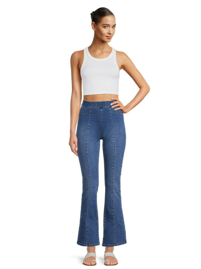 No Boundaries Juniors Crossover Pull On Flare Jeggings, Sizes S