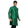 thumbnail image 2 of Saris and Things Kurta en Soie Verte pour Hommes. Ce Produit Est Fait sur Commande., 2 of 5