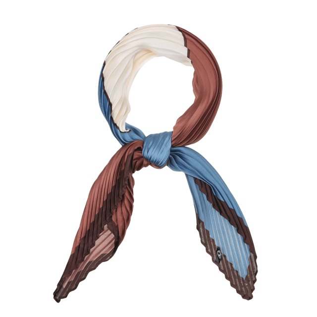 INSPIRE CHIC Women's Chic Pleated Contrast Color Rhombus Neck Scarf Neckerchief Caramel