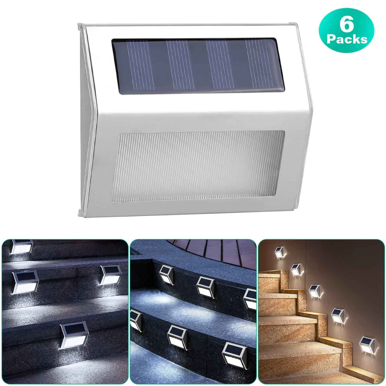 Solar Stair Light, iMountek 6Packs Solar Step Lights Waterproof Outdoor