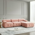 thumbnail image 2 of Sofa with Reversible Ottoman, Velvet Modular Sectional Couch Sofa Couch with Pillow Top Arms, L Shaped Sofa, Button Tufted Designed and DIY Combination Couch, Pink, 2 of 9