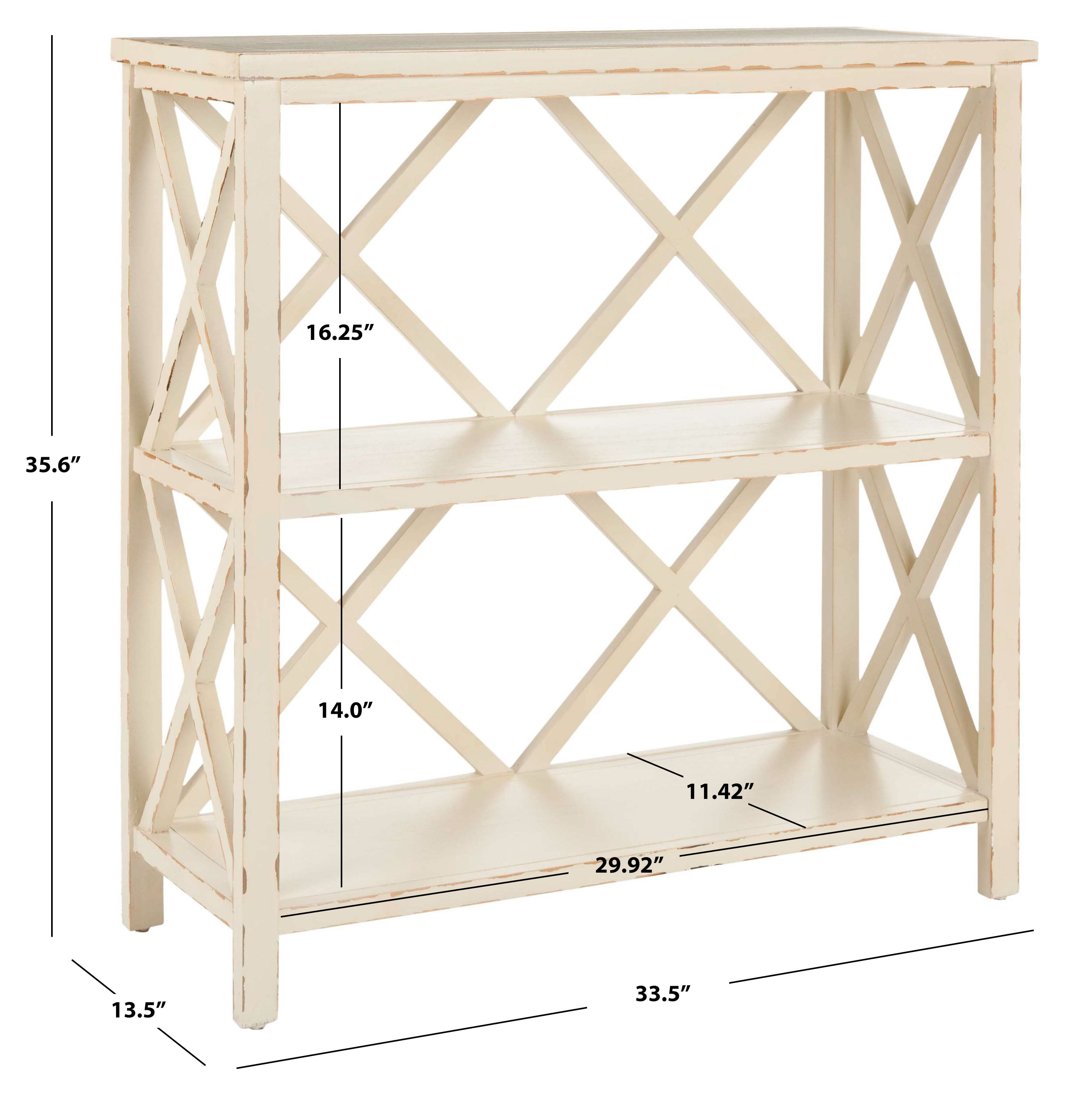 SAFAVIEH Liam Duo X-Back 2 Tier Open Bookcase, Vintage Cream