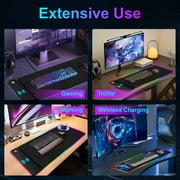 SANPTENT RGB 15W Large Keyboard Pad Wireless Charger Gaming Mouse Pad, Desk Mat with 10 Light Modes, Keyboard Pad with Non-Slip Rubber Base, Waterproof Desk Pad for Home Office Decor